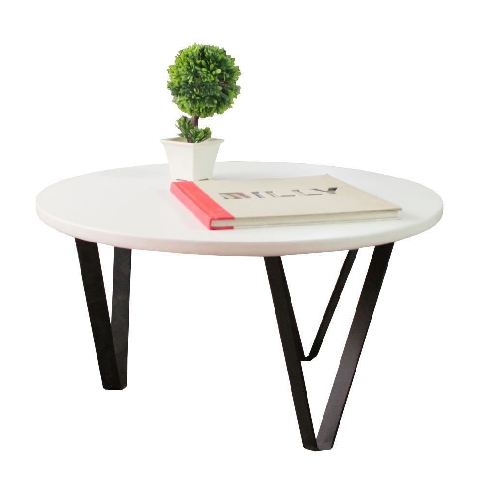 Mesa de Centro Vitory Blanco 60x36cm Circular con Patas Metálicas - Mesas | Bylmo
