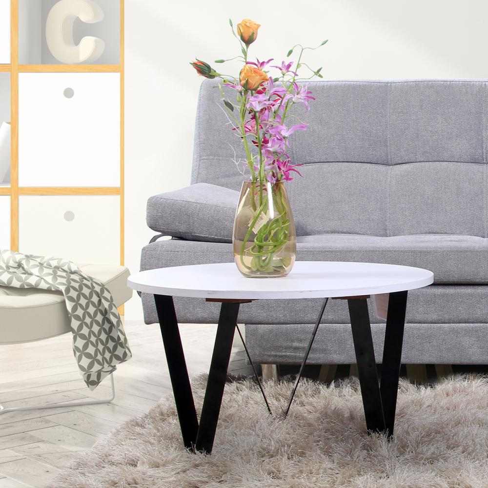 Mesa de Centro Vitory Blanco 60x36cm Circular con Patas Metálicas - Mesas | Bylmo