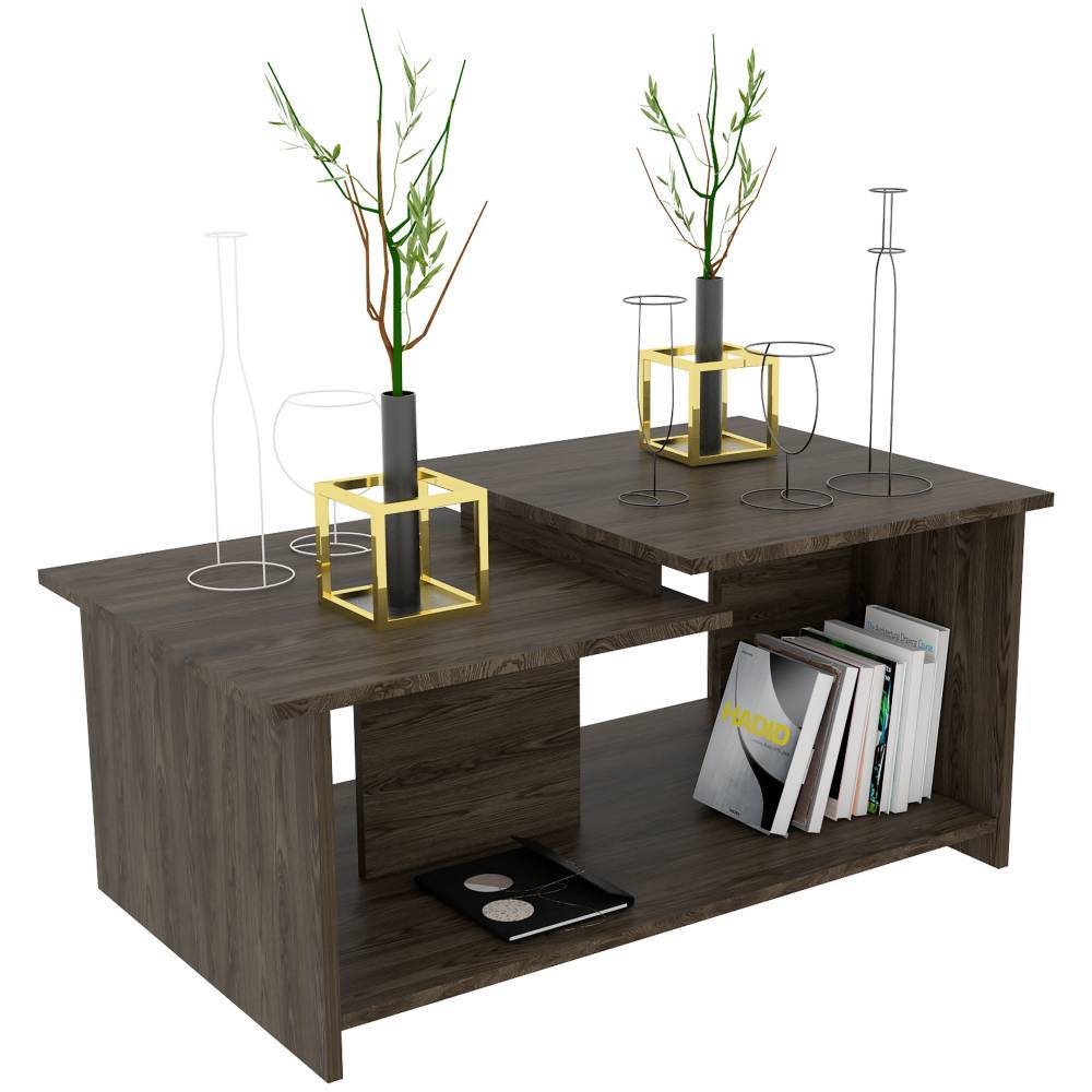 Mesa de Centro Wema Coñac 89.3x41.6cm Rectangular y con Compartimientos - Mesas | Bylmo