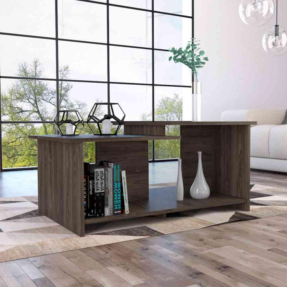 Mesa de Centro Wema Coñac 89.3x41.6cm Rectangular y con Compartimientos - Mesas | Bylmo