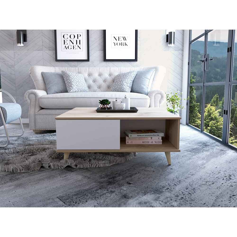 Mesa Alina Duna y Blanco 95 cm con Una Puerta - Mesas | Bylmo