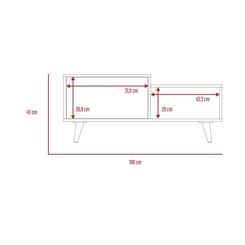 Mesa de Centro Bora Rovere y Blanco 100x43cm Rectangular Con Patas - Mesas | Bylmo