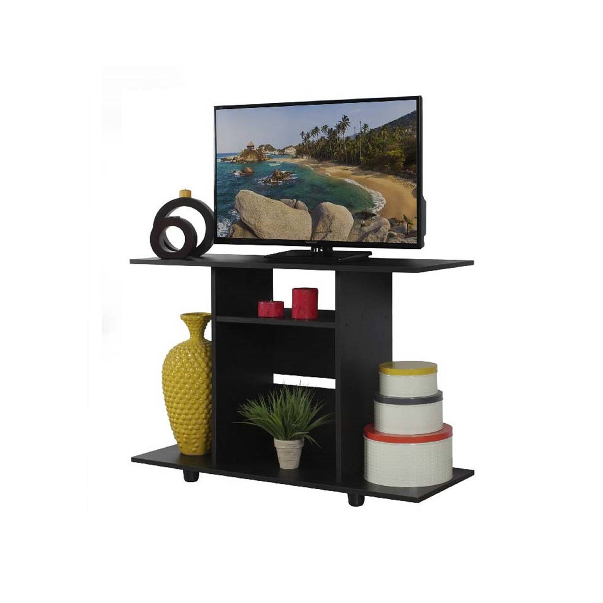 Mesa para TV Valencia Wengue 100x67.1cm Para TV Hasta 40 Pulgadas sin Cajones y con Patas - Muebles de TV | Bylmo