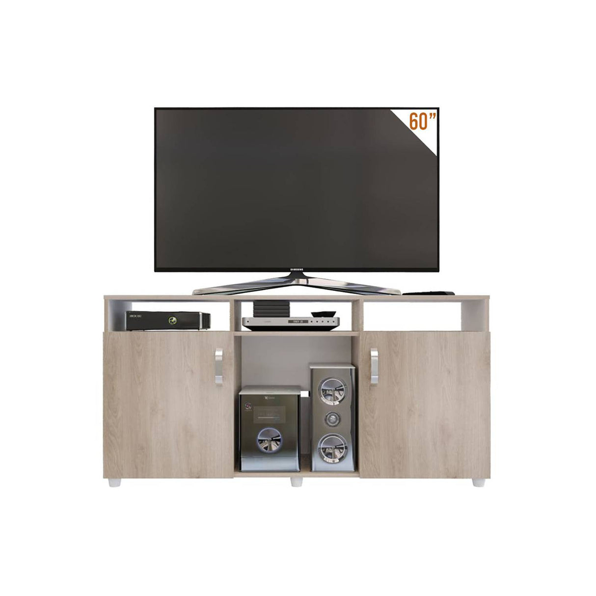 Mesa para TV Urban Ceniza 140x70cm Para TV Hasta 60 Pulgadas con Dos Cajones y con Patas - Muebles de TV | Bylmo