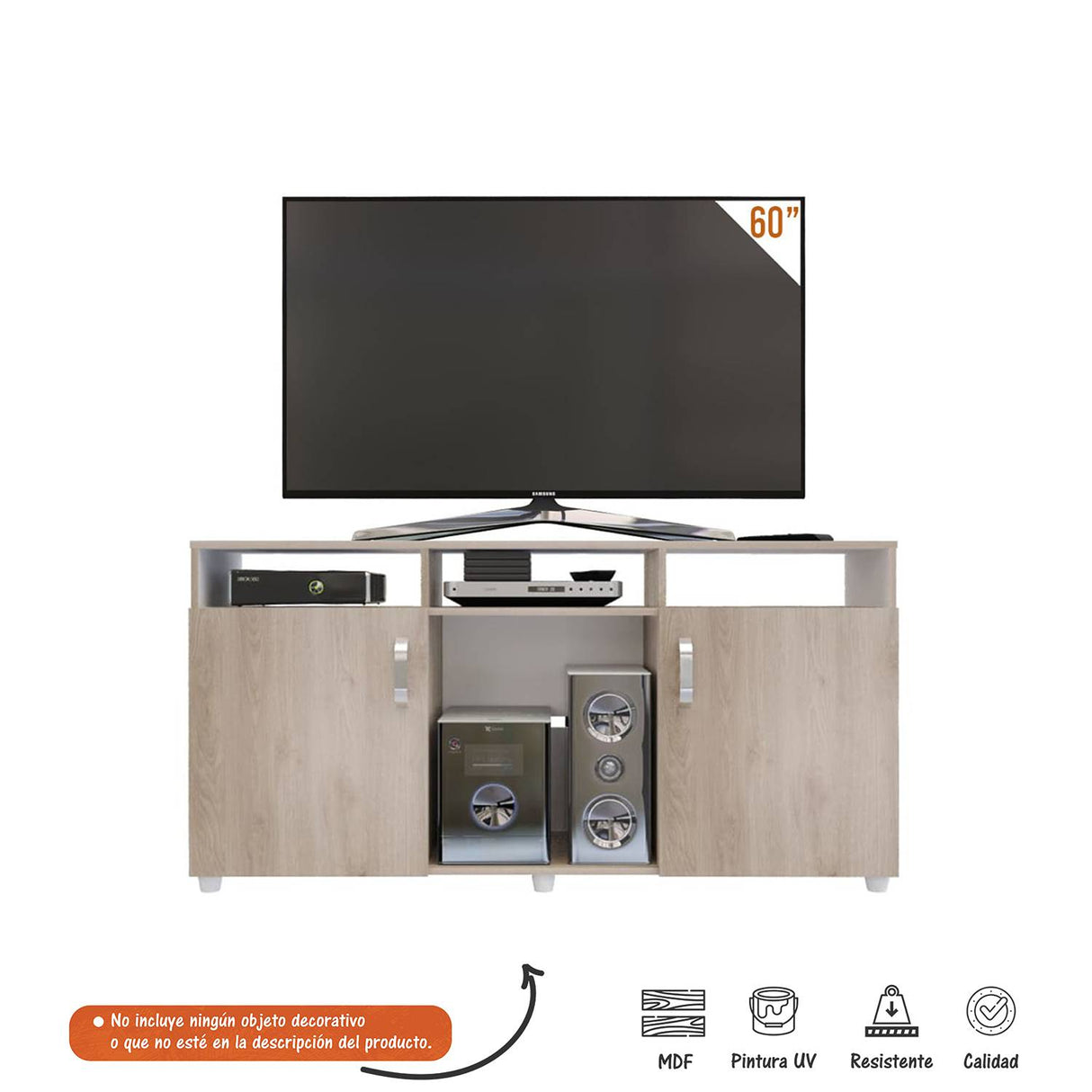 Mesa para TV Urban Ceniza 140x70cm Para TV Hasta 60 Pulgadas con Dos Cajones y con Patas - Muebles de TV | Bylmo