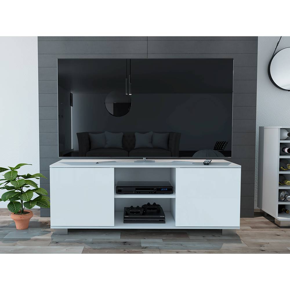 Rack Aurora Blanco 142 cm con Dos Puertas - Muebles para TV | Bylmo