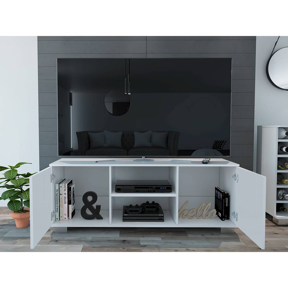 Rack Aurora Blanco 142 cm con Dos Puertas - Muebles para TV | Bylmo