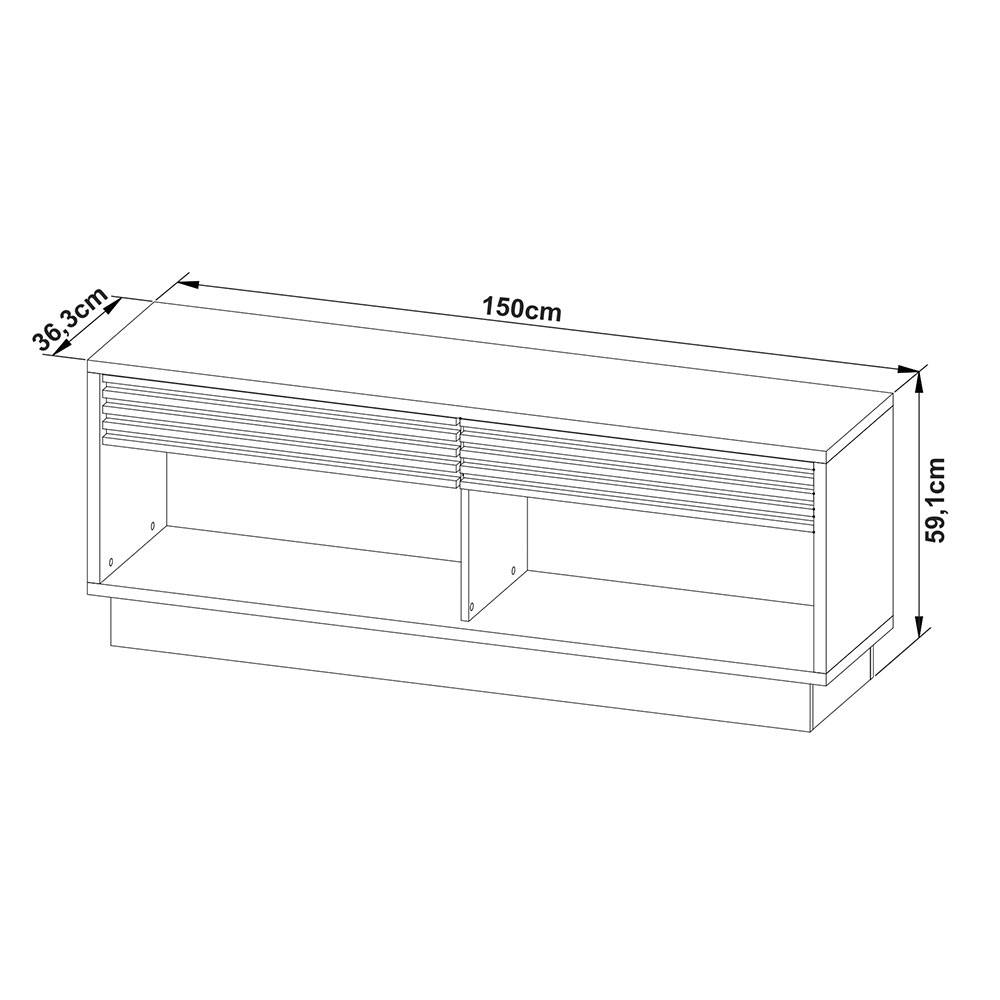 Rack de TV Ceuta Blanco Apagado y Blanco Natural 150x59.1cm Para TV Hasta 65 Pulgadas con Dos Cajones - Muebles para TV | Bylmo