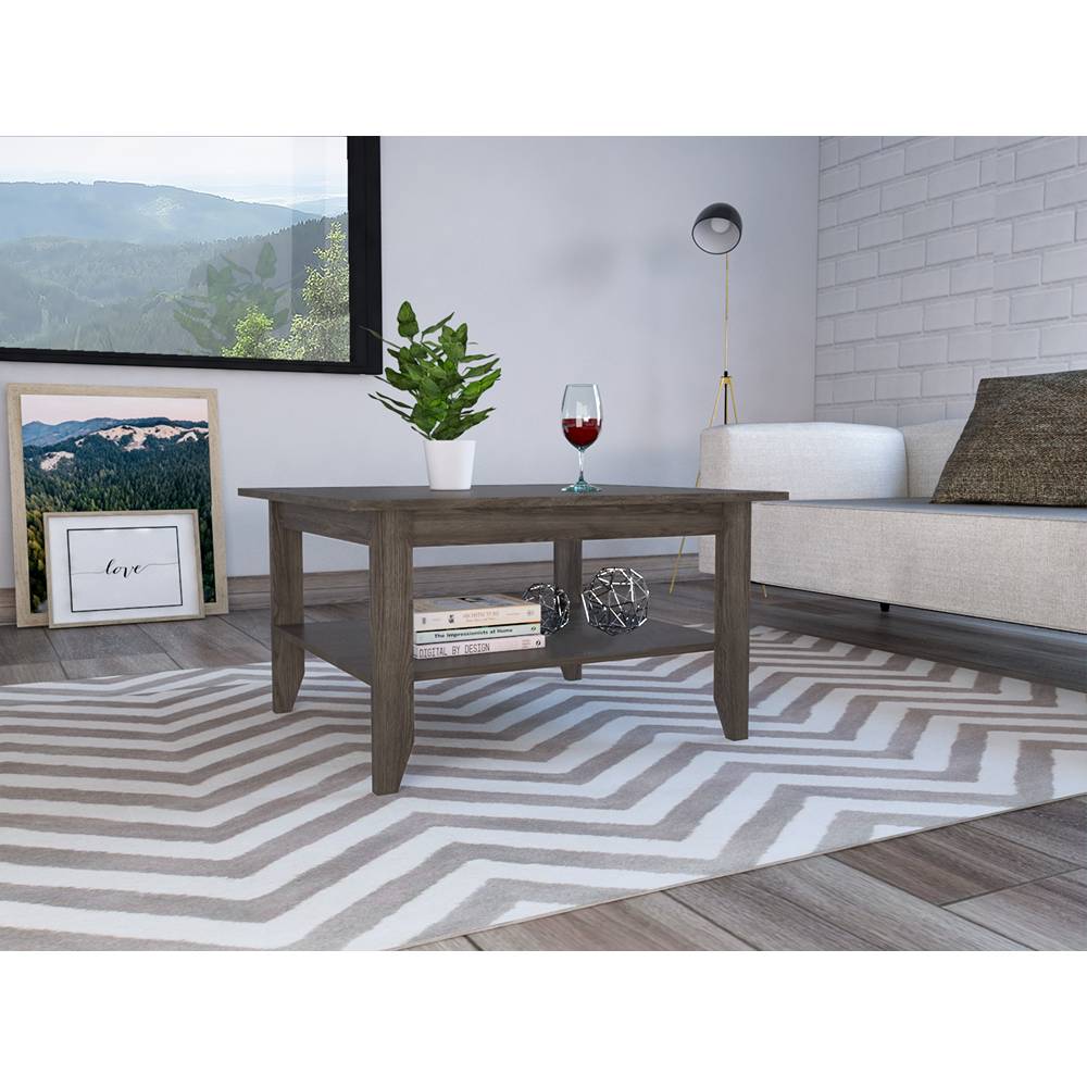 Mesa de Centro Essential Coñac 80x45cm Rectangular con Patas y con Compartimientos - Mesas | Bylmo