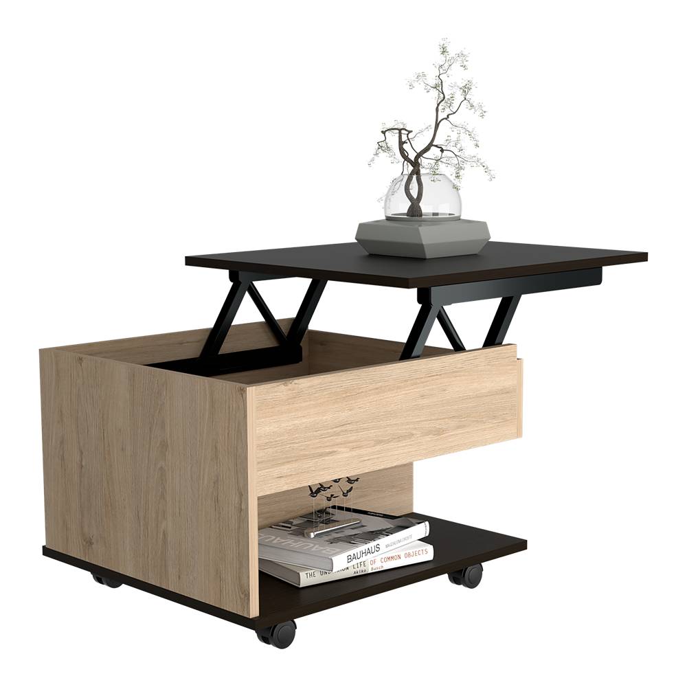 Mesa de Centro Rovere 55x39cm Rectangular Transformable Con Ruedas - Mesas | Bylmo