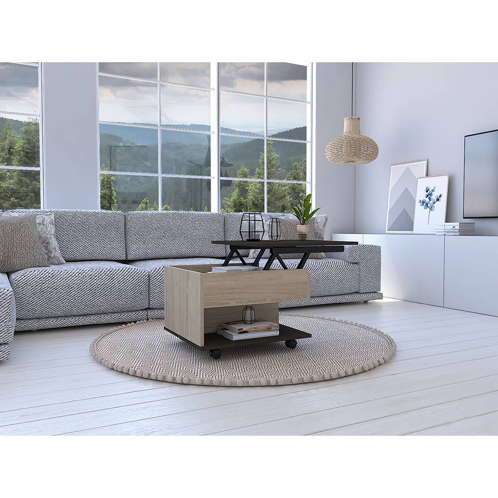 Mesa de Centro Rovere 55x39cm Rectangular Transformable Con Ruedas - Mesas | Bylmo