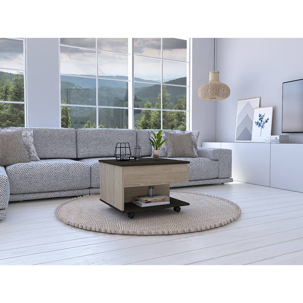 Mesa de Centro Rovere 55x39cm Rectangular Transformable Con Ruedas - Mesas | Bylmo