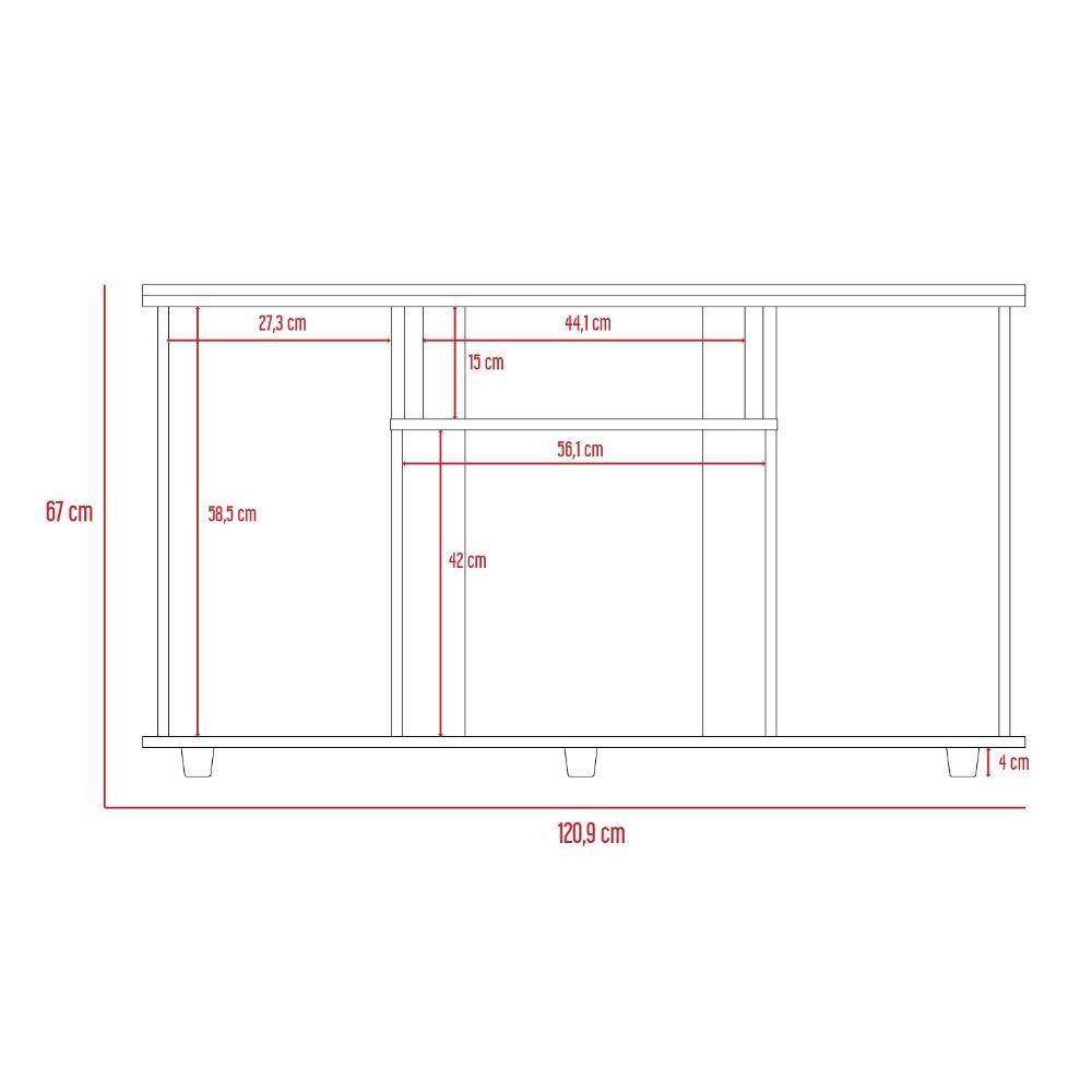 Mesa para TV Lannes Rovere 121x67cm Para TV Hasta 50 Pulgadas sin Cajones y con Patas - Muebles para TV | Bylmo