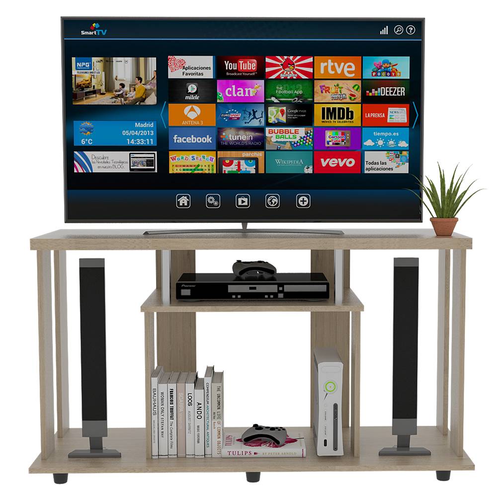 Mesa para TV Lannes Rovere 120.9x67cm Para TV Hasta 55 Pulgadas sin Cajones y con Patas - Muebles para TV | Bylmo