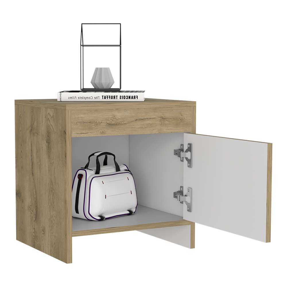 Mesa de Noche Colore Macadamia 40x41.6cm con Una Puerta - Mesas de Noche | Bylmo