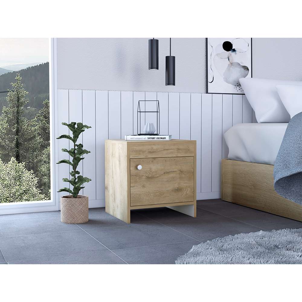 Mesa de Noche Colore Macadamia 40x41.6cm con Una Puerta - Mesas de Noche | Bylmo