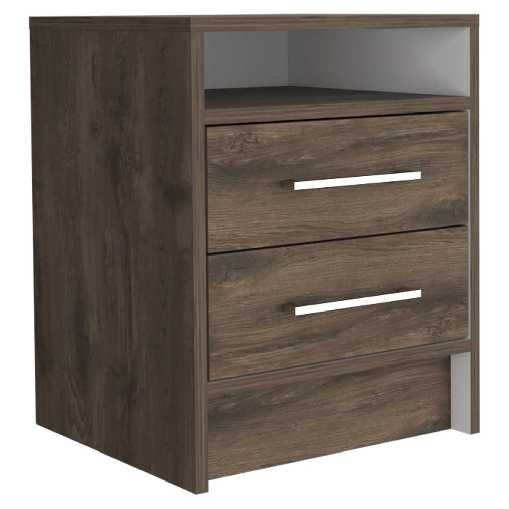 Mesa de Noche Eter Bellota 40x50.7cm con Dos Cajones y con Un Compartimiento - Mesas de Noche | Bylmo