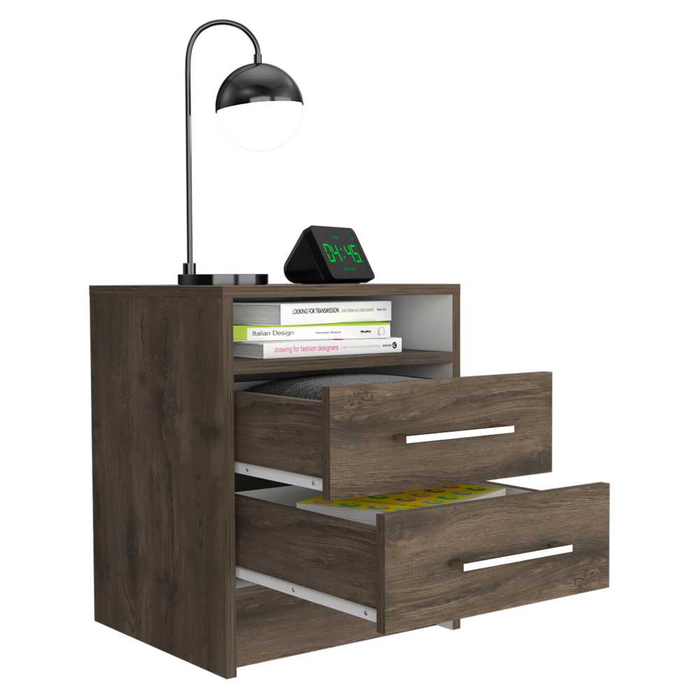 Mesa de Noche Eter Bellota 40x50.7cm con Dos Cajones y con Un Compartimiento - Mesas de Noche | Bylmo