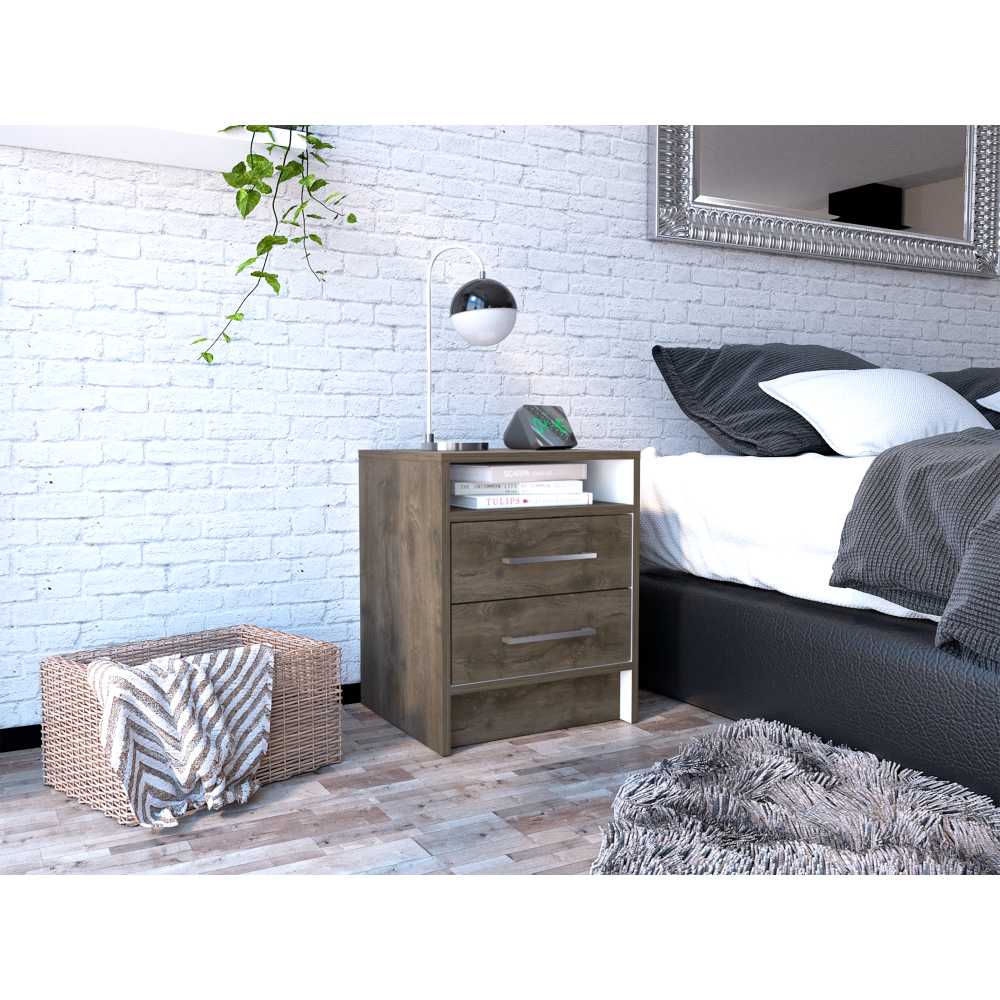 Mesa de Noche Eter Bellota 40x50.7cm con Dos Cajones y con Un Compartimiento - Mesas de Noche | Bylmo