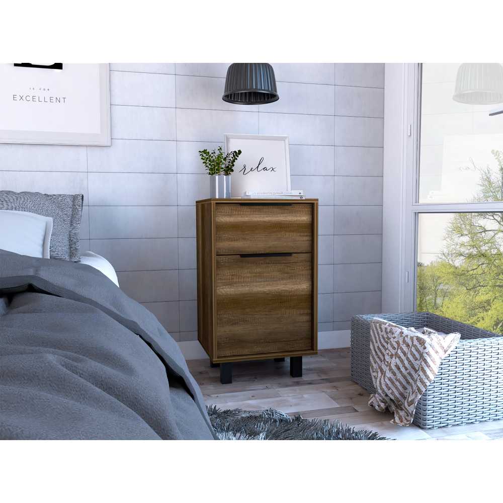 Mesa de Noche Kaia Caramelo 41 cm con Un Cajón y Una Puerta - Mesas de Noche | Bylmo