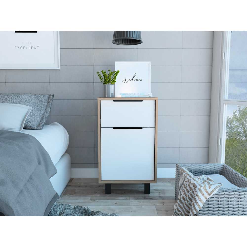 Mesa de Noche Kaia Z Miel 41x70cm con Un Cajón y con Una Puerta - Mesas de Noche | Bylmo