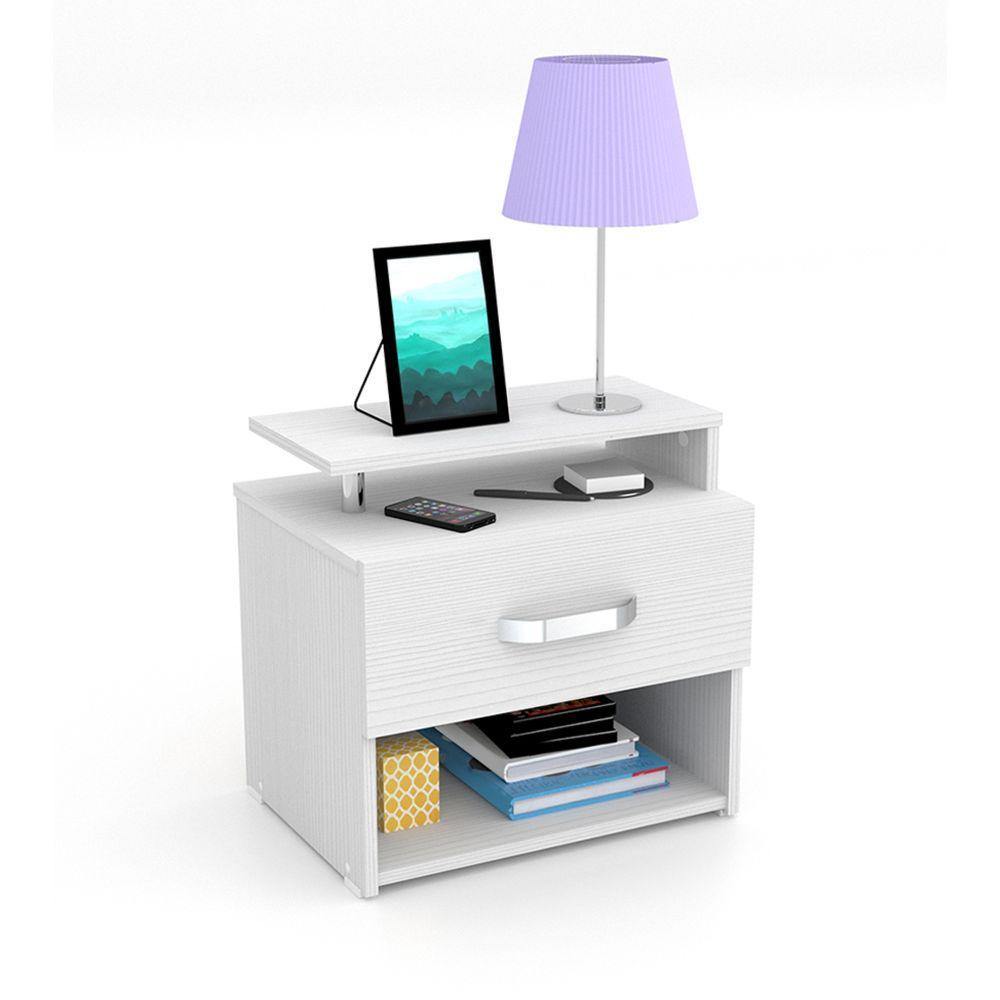 Mesa de Noche Kitoto Blanco 48x47cm con Un Cajón y con Un Compartimiento - Mesas de Noche | Bylmo