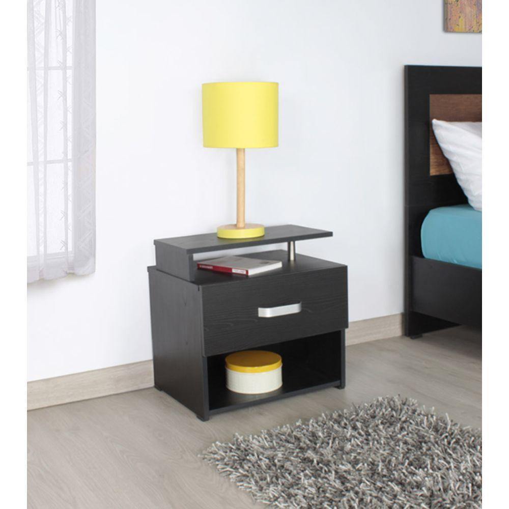 Mesa de Noche Kioto Wengue 48x47cm con Un Cajón y con Un Compartimiento - Mesas de Noche | Bylmo