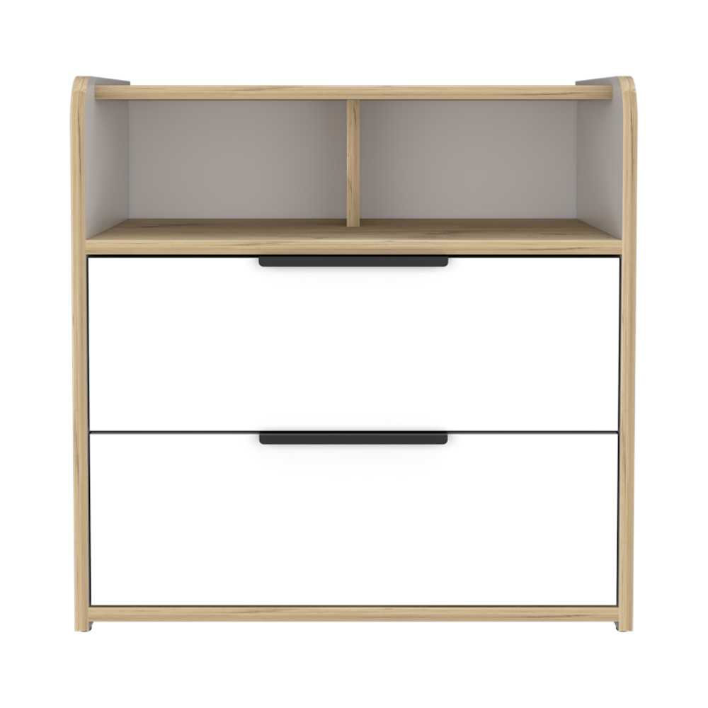Mesa de Noche Logan Blanco y Duna 60 cm con Dos Cajones - Mesas de Noche | Bylmo
