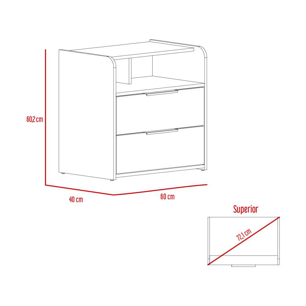 Mesa de Noche Logan Blanco y Duna 60 cm con Dos Cajones - Mesas de Noche | Bylmo