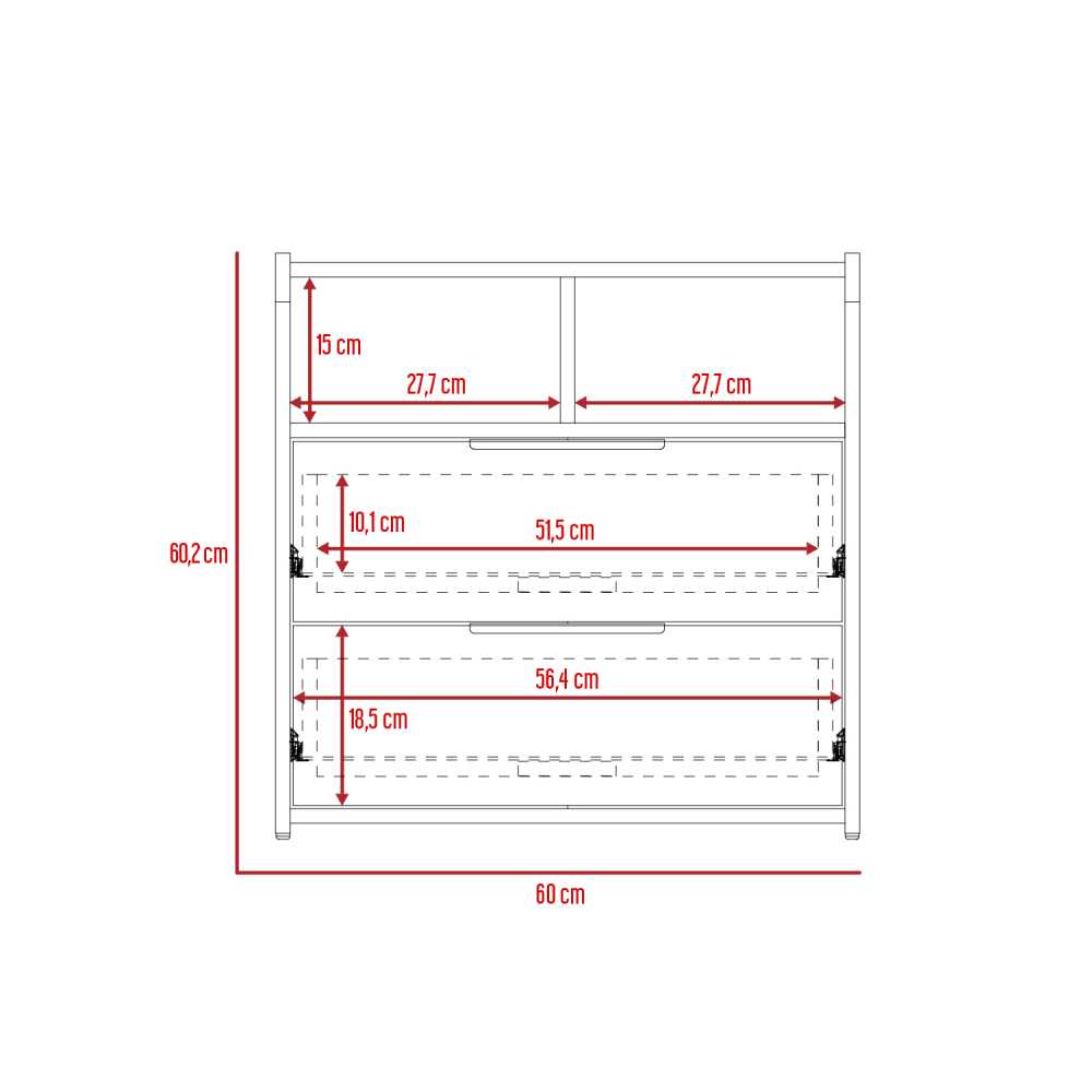 Mesa de Noche Logan Blanco y Duna 60 cm con Dos Cajones - Mesas de Noche | Bylmo