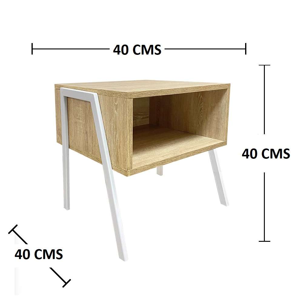 Mesa de Noche Nord Vienes y Blanco 40 cm - Mesas de Noche | Bylmo
