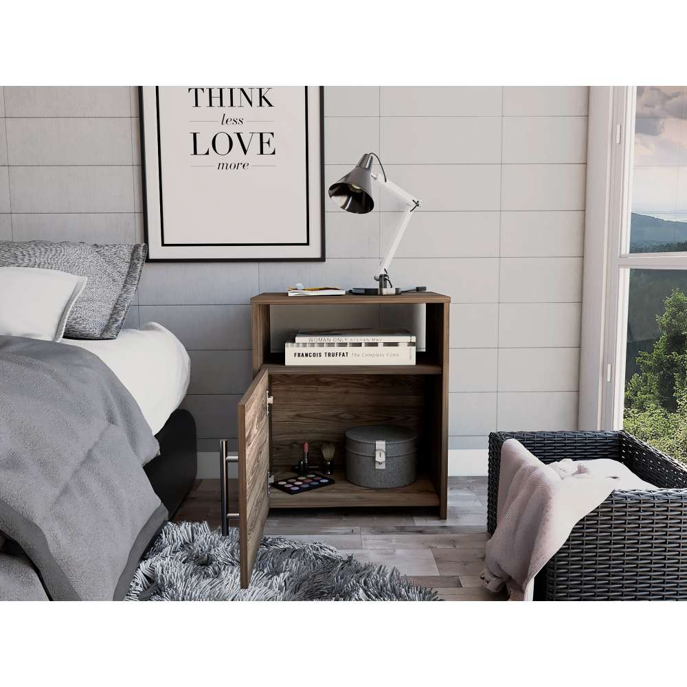 Mesa de Noche Nordico Coñac 50 cm con Una Puerta - Mesas de Noche | Bylmo