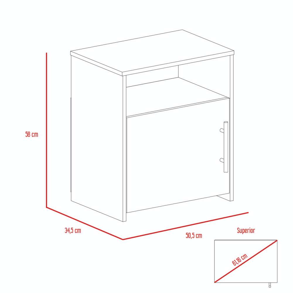 Mesa de Noche Nordico Coñac 50 cm con Una Puerta - Mesas de Noche | Bylmo