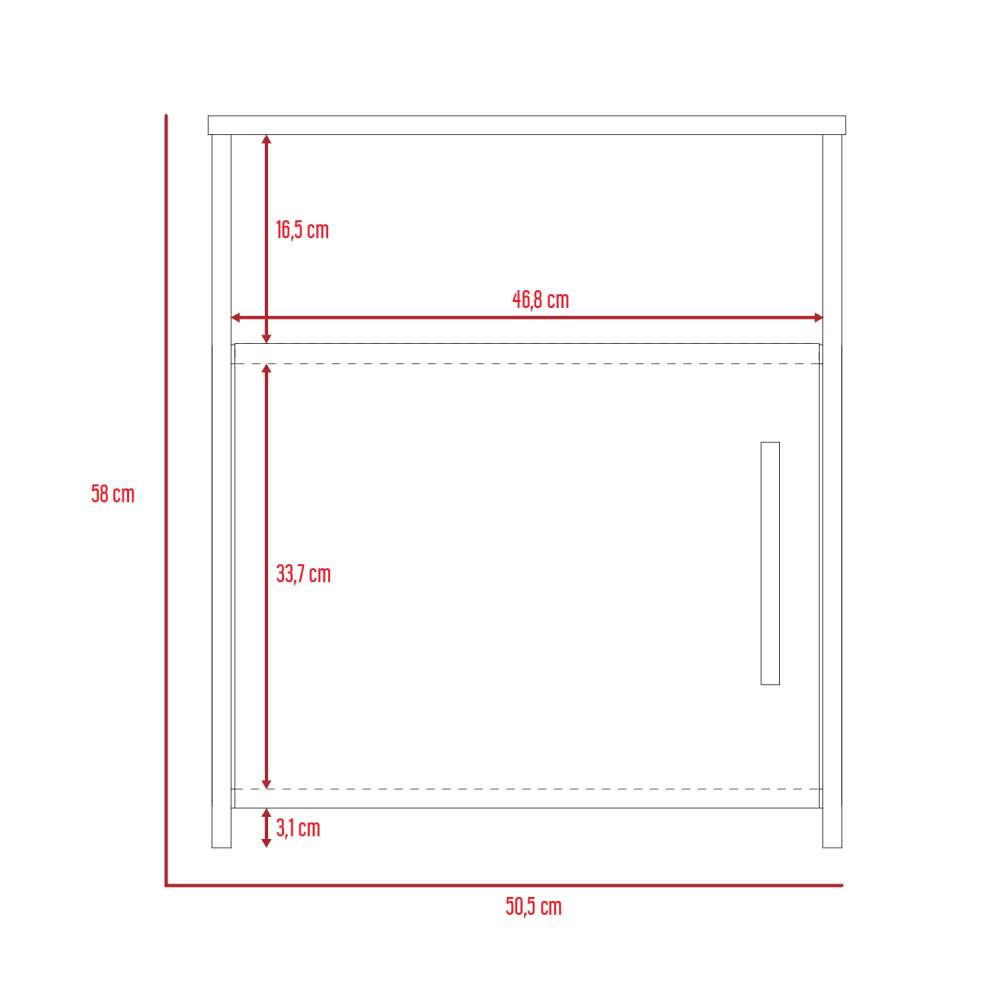 Mesa de Noche Nordico Coñac 50 cm con Una Puerta - Mesas de Noche | Bylmo