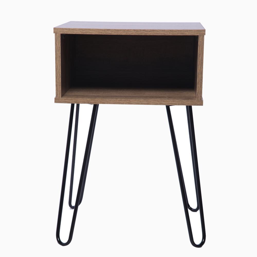 Mesa de Noche Paris Amareto y Negro 40 cm con Patas Metálicas - Mesas de Noche | Bylmo