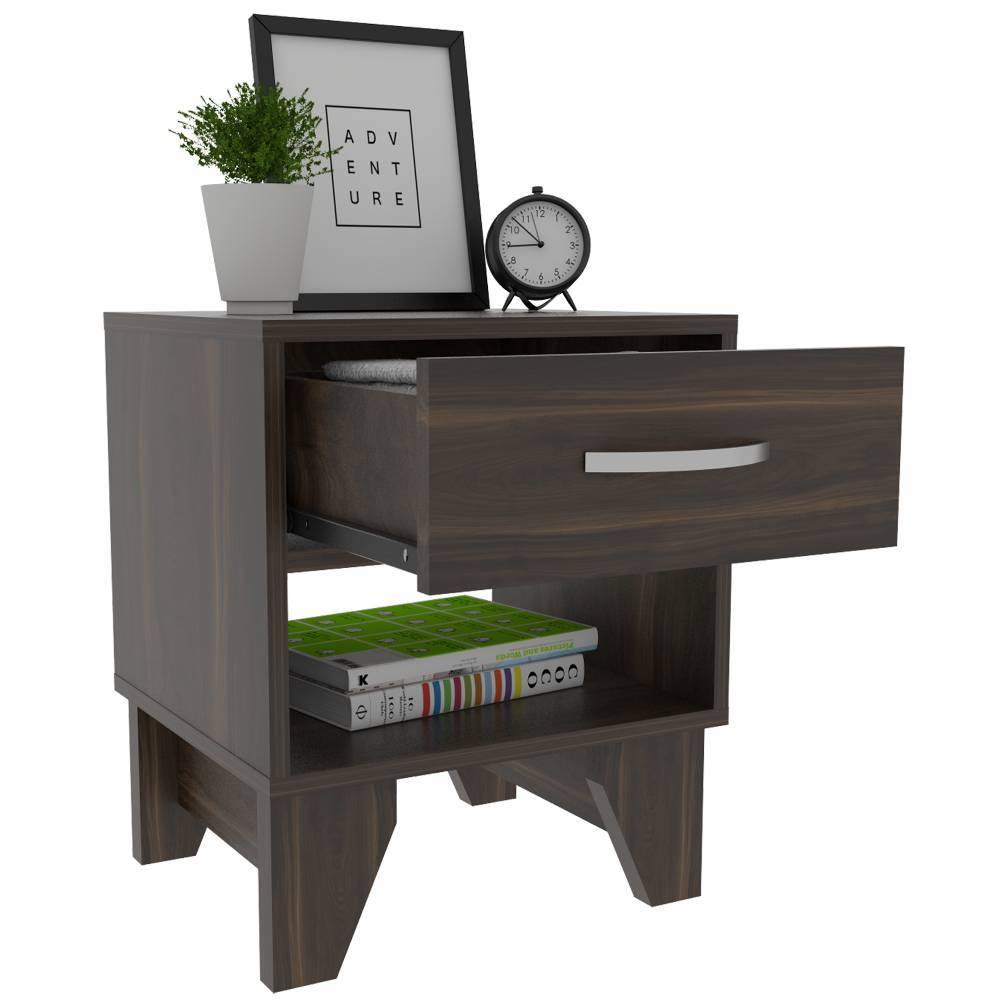 Mesa de Noche Portonova Habano 40 cm con Un Cajón - Mesas de Noche | Bylmo