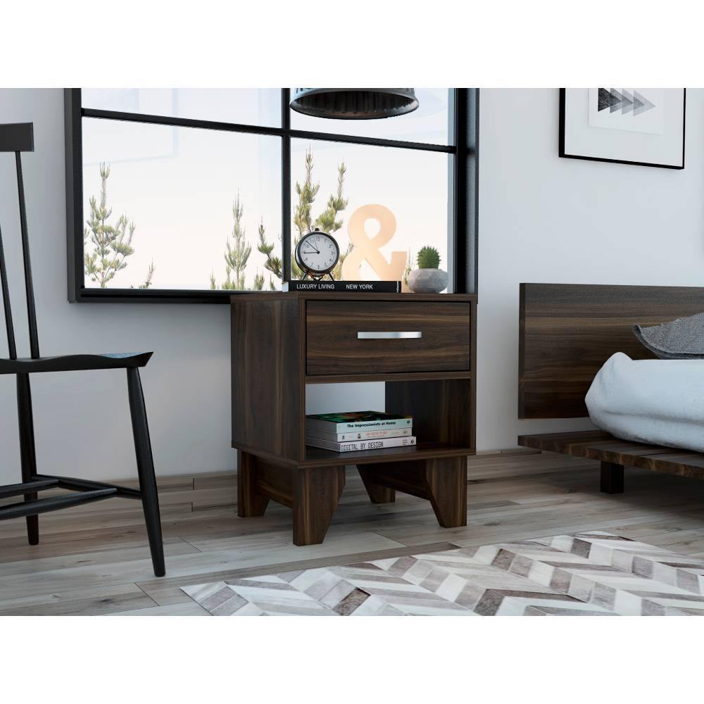 Mesa de Noche Portonova Habano 40 cm con Un Cajón - Mesas de Noche | Bylmo