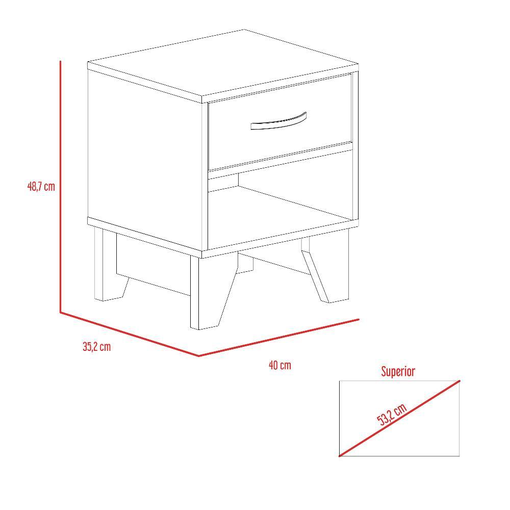 Mesa de Noche Portonova Habano 40 cm con Un Cajón - Mesas de Noche | Bylmo