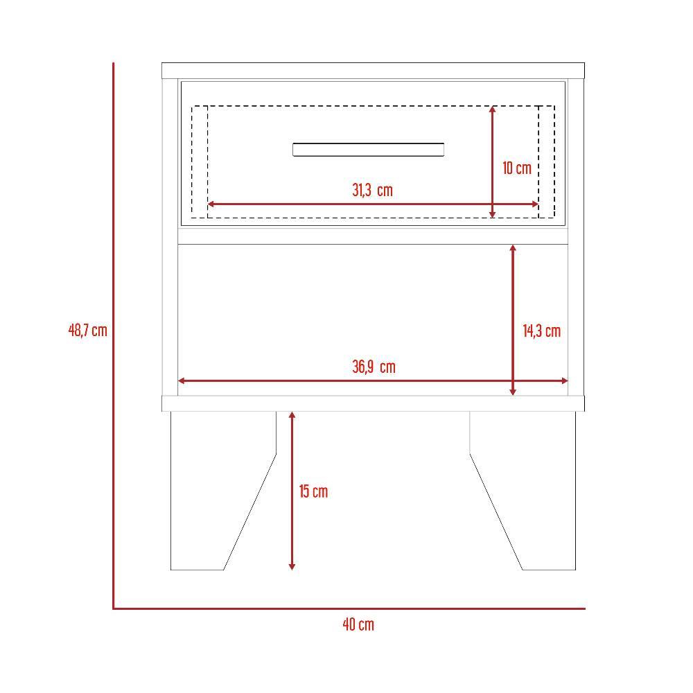 Mesa de Noche Portonova Habano 40 cm con Un Cajón - Mesas de Noche | Bylmo