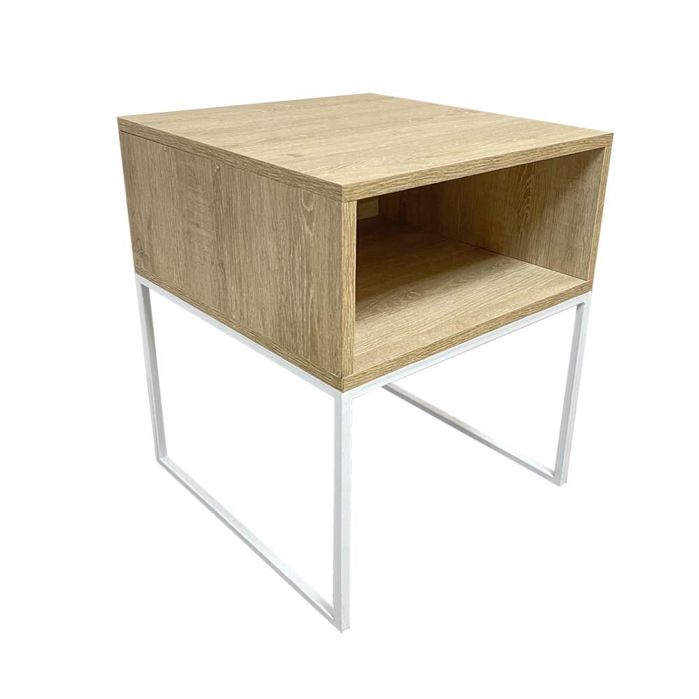 Mesa de Noche York Vienes y Blanco 40 cm - Mesas de Noche | Bylmo