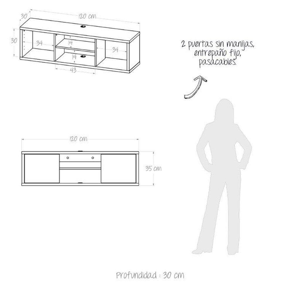 Rack de TV Good Duna 120x35cm para TV Hasta 50 Pulgadas y con Cuatro Compartimientos - Muebles para TV | Bylmo