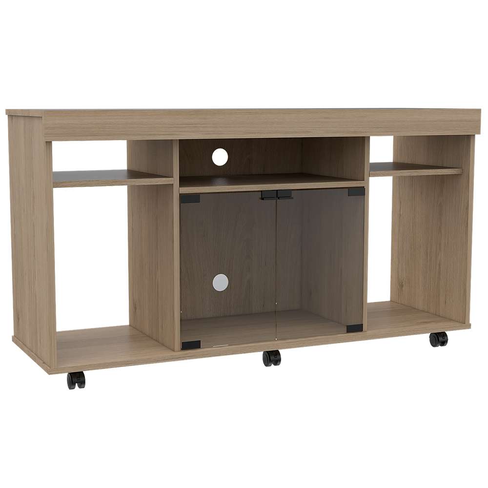 Mesa para TV Varmon Rovere 121.1x67cm Para TV Hasta 50 Pulgadas con Un Cajón con Ranuras para Cables y con Ruedas - Muebles para TV | Bylmo