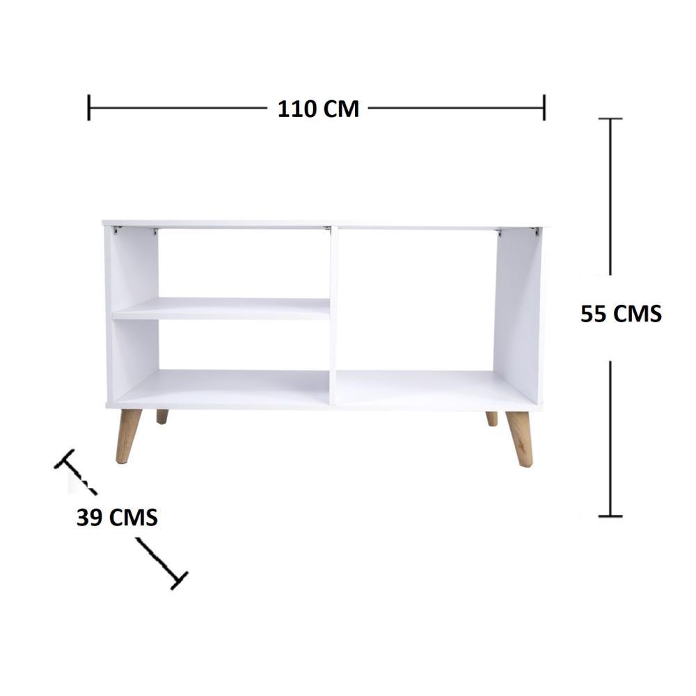 Rack de TV King Blanco 110x55cm Para TV Hasta 50 Pulgadas sin Cajones y con Patas - Muebles para TV | Bylmo
