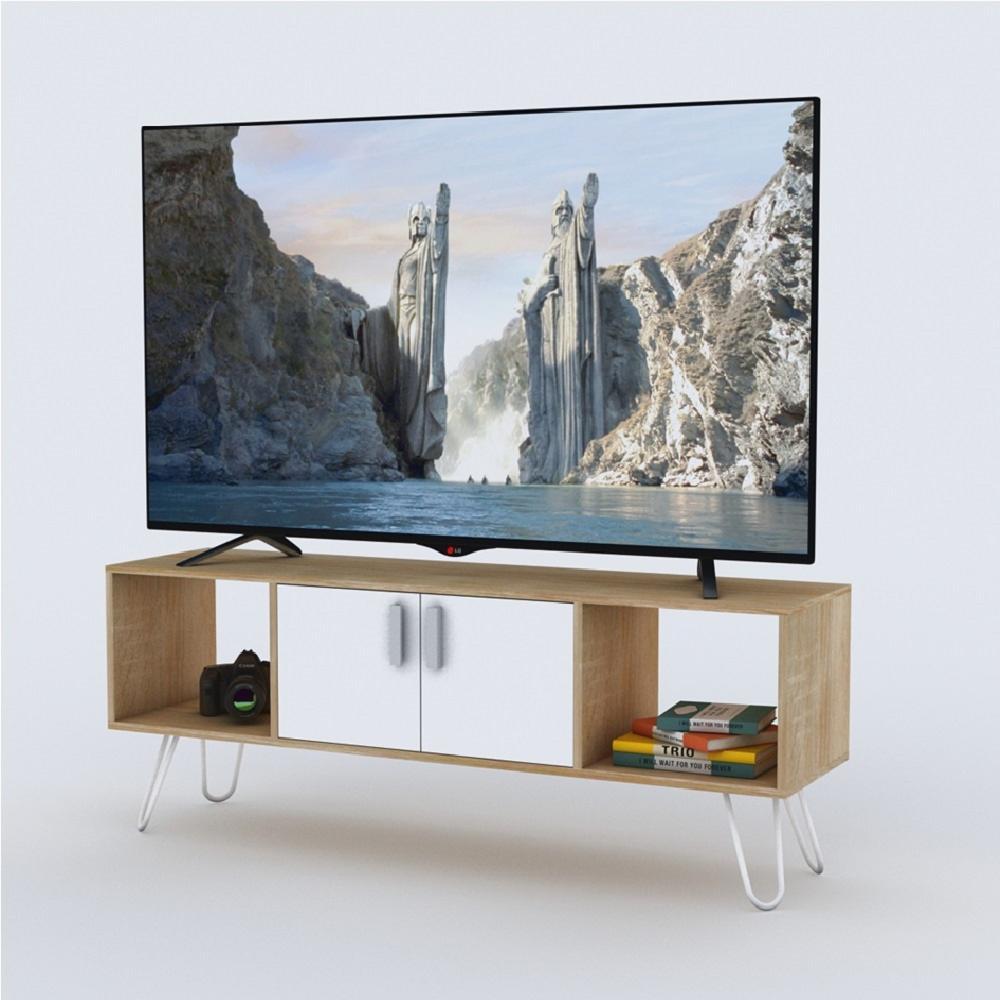 Rack Paris Vienes y Blanco 130 cm con Dos Puertas - Muebles para TV | Bylmo