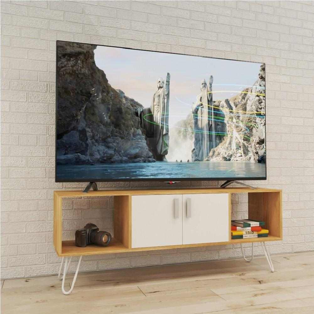 Rack Paris Vienes y Blanco 130 cm con Dos Puertas - Muebles para TV | Bylmo