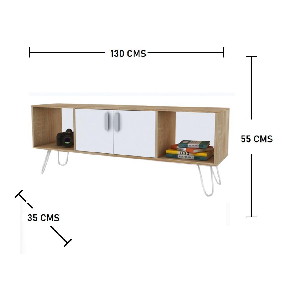 Rack Paris Vienes y Blanco 130 cm con Dos Puertas - Muebles para TV | Bylmo