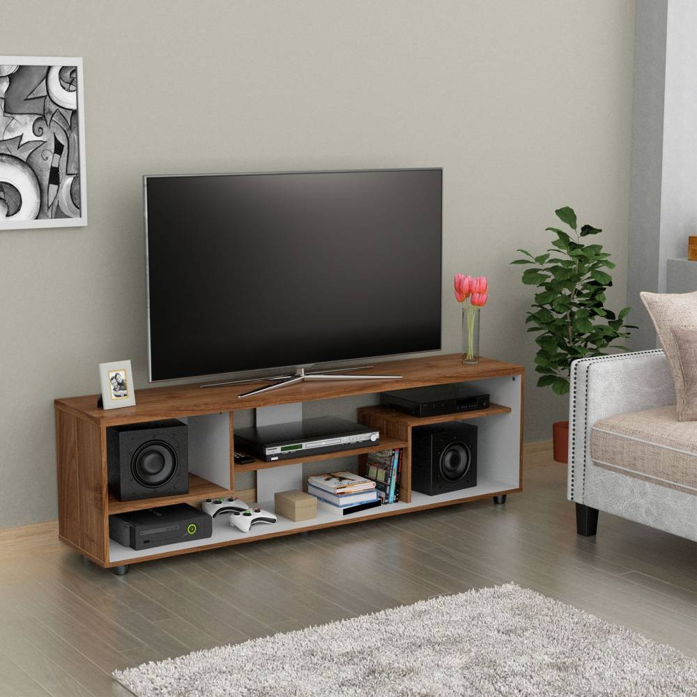 Mesa para TV Mikasa Gales 160x48.9cm Para TV Hasta 65 Pulgadas sin Cajones y con Patas - Muebles para TV | Bylmo