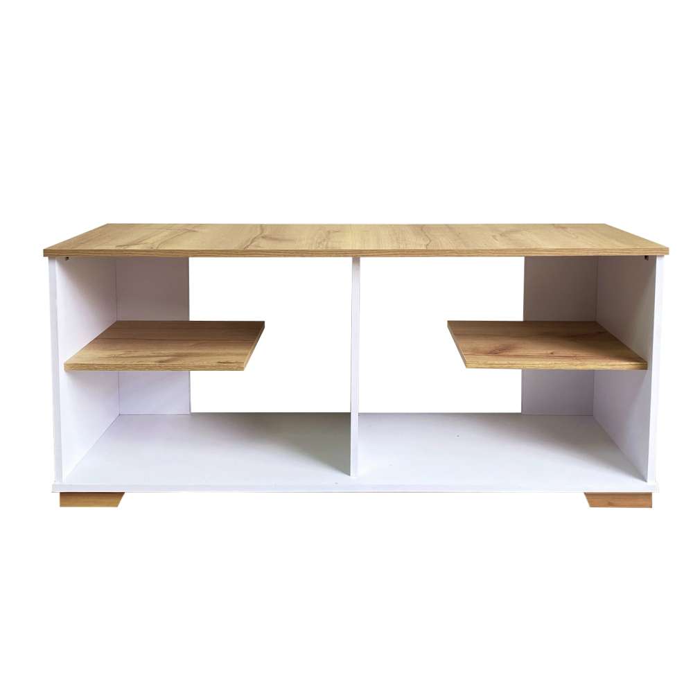 Mesa para TV Flow Vienes y Blanco 120 cm con Entrepaños - Muebles para TV | Bylmo