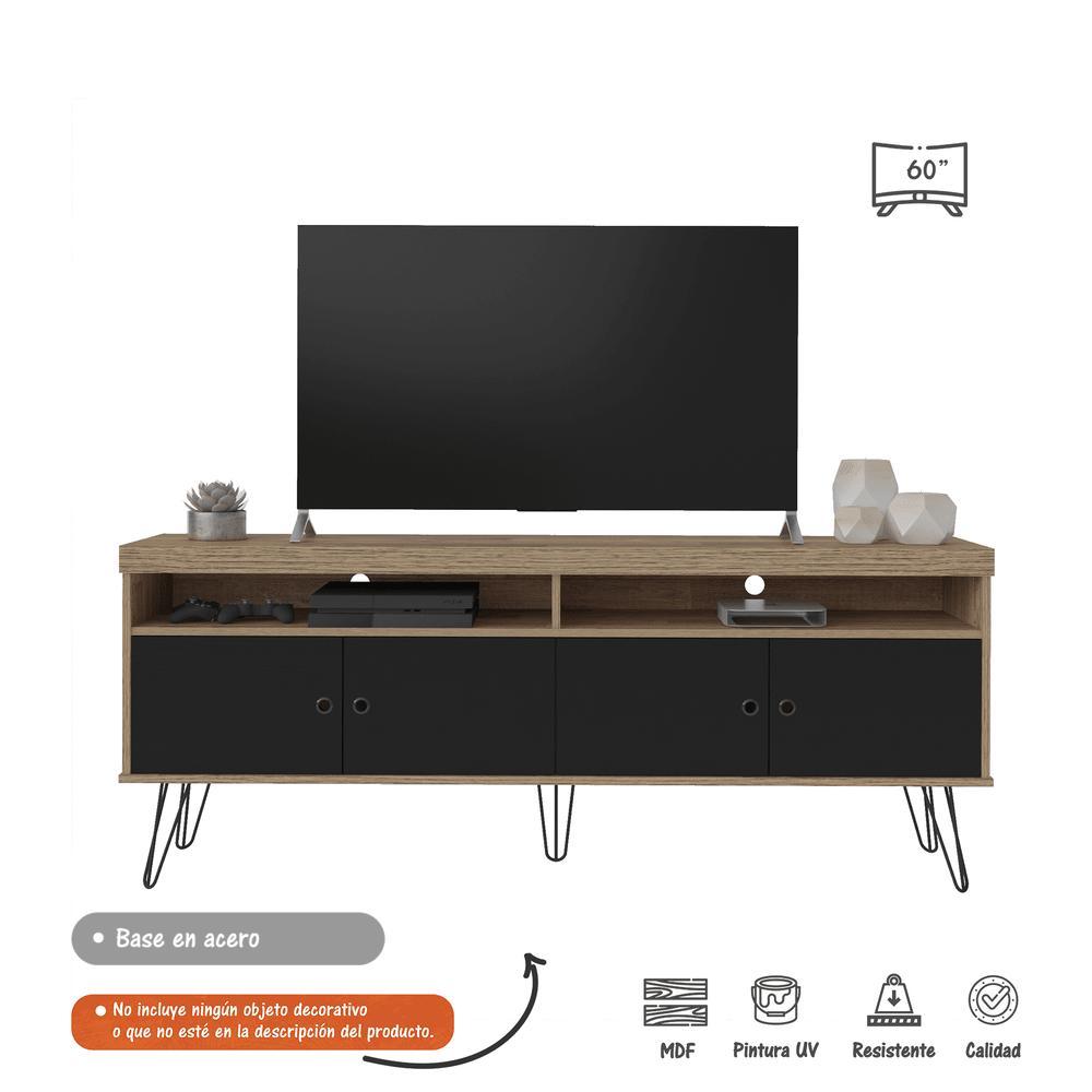 Rack Liberty Cafe y Negro 160 cm con Cuatro Puertas - Muebles para TV | Bylmo