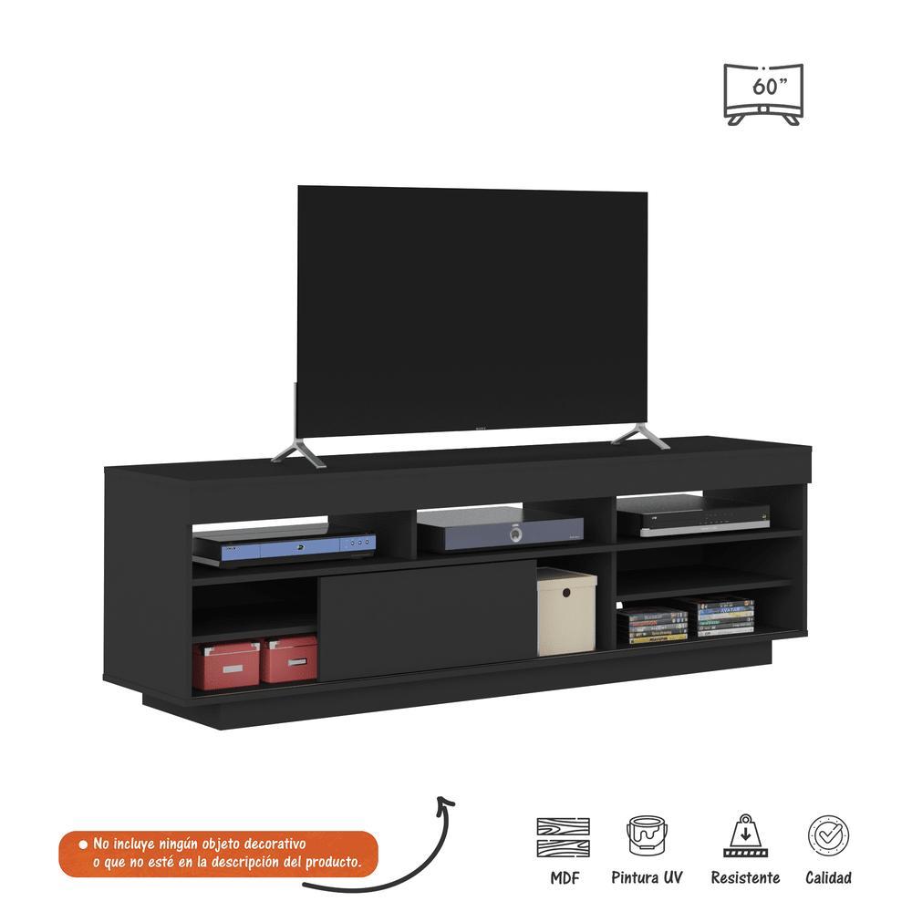 Rack de TV Treviso Negro 180x56cm Para TV Hasta 60 Pulgadas con Dos Cajones - Muebles para TV | Bylmo